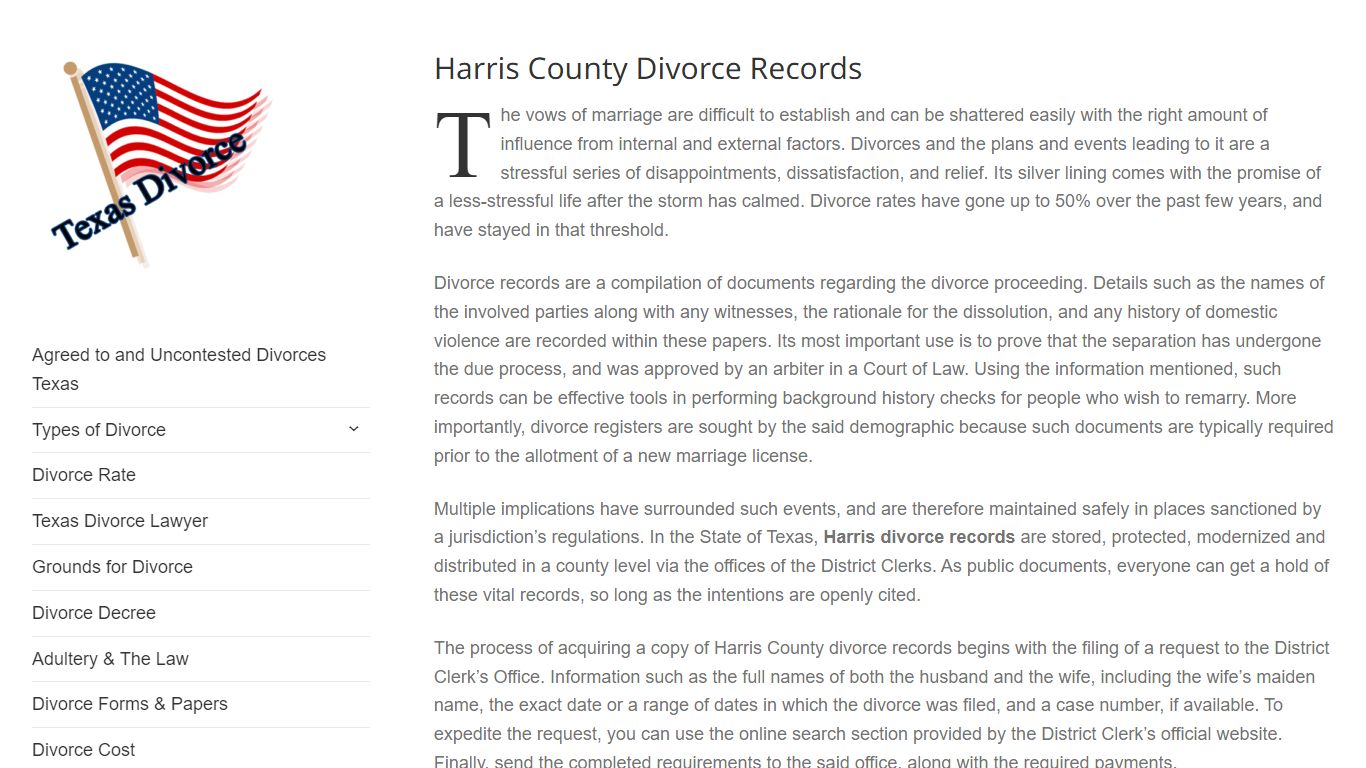 Harris County Divorce Records – Divorce in Texas
